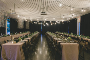 Ace Hotel wedding in Palm Springs wedding reception tablescape with greenery garlands