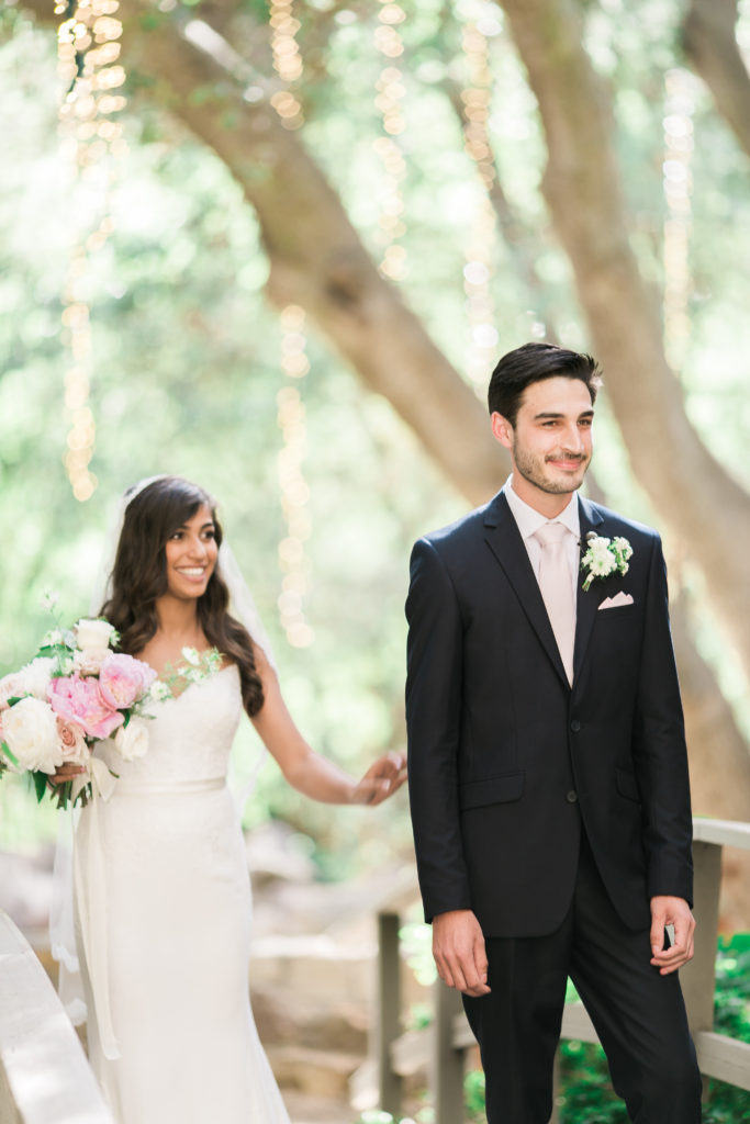 Calamigos Ranch wedding, bride and groom first look