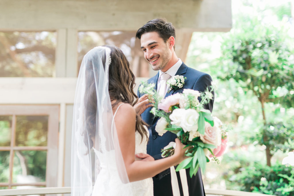 Calamigos Ranch wedding, bride and groom first look