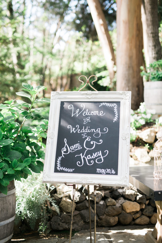 Calamigos Ranch wedding ceremony, chalkboard wedding signage