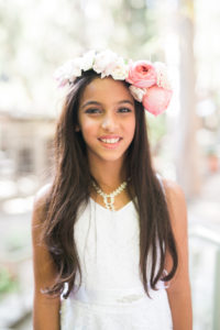 Calamigos ranch wedding, teenage flower girl, floral crown