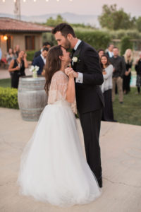 Sogno del fiore wedding reception in Santa Ynez winery, bride and groom first dance