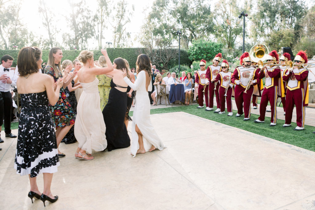 Maravilla Gardens Wedding reception, USC marching band