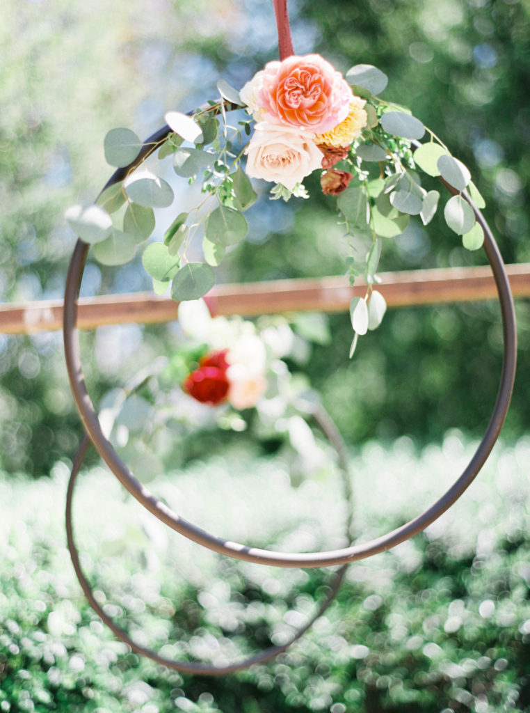 Maravilla Gardens Wedding ceremony with floral hoops
