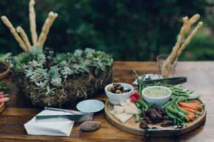 A desert wedding in Ojai at Red Tail Ranch, reception charcuterie board