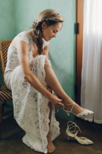 A desert wedding in Ojai at Red Tail Ranch, bridal lace kitten heels