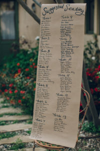 A desert wedding in Ojai at Red Tail Ranch, suggested seating chart