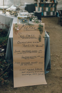 A desert wedding in Ojai at Red Tail Ranch, kraft paper menu sign