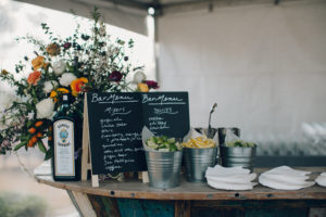 A desert wedding in Ojai at Red Tail Ranch, vintage bride and groom, chalkboard menu sign