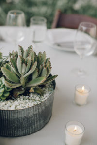 A desert wedding in Ojai at Red Tail Ranch, succulent centerpiece