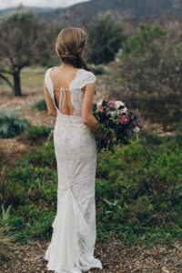 A desert wedding in Ojai at Red Tail Ranch, open back lace wedding dress