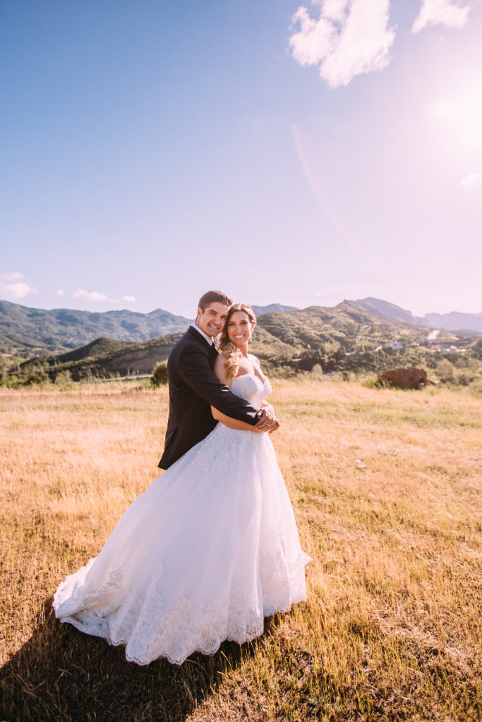simple rustic wedding at Triunfo Creek Vineyards, bride and groom portraits