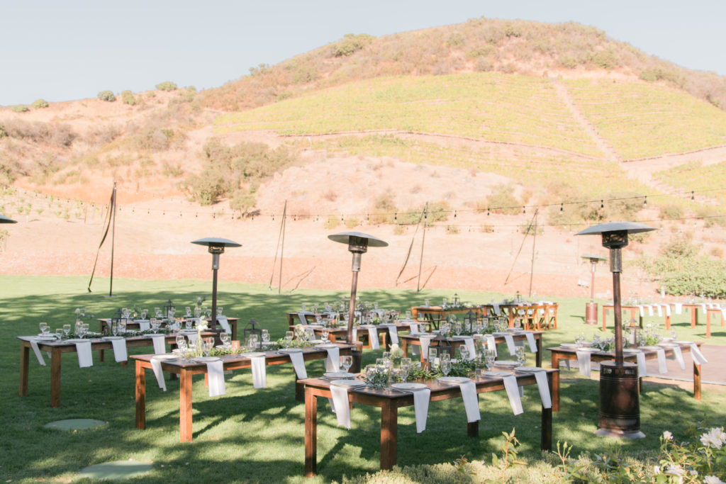 Elegant fall wedding reception at Triunfo Creek Vineyards