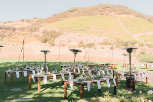 Elegant fall wedding reception at Triunfo Creek Vineyards
