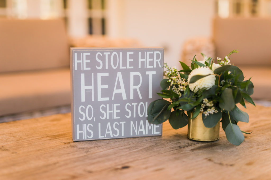 Elegant fall wedding at Triunfo Creek Vineyards, he stole her heart sign