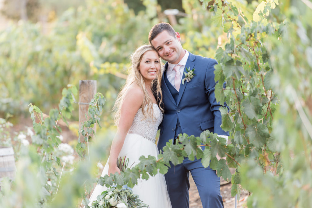 Elegant fall wedding at Triunfo Creek Vineyards, bride and groom portrait shot