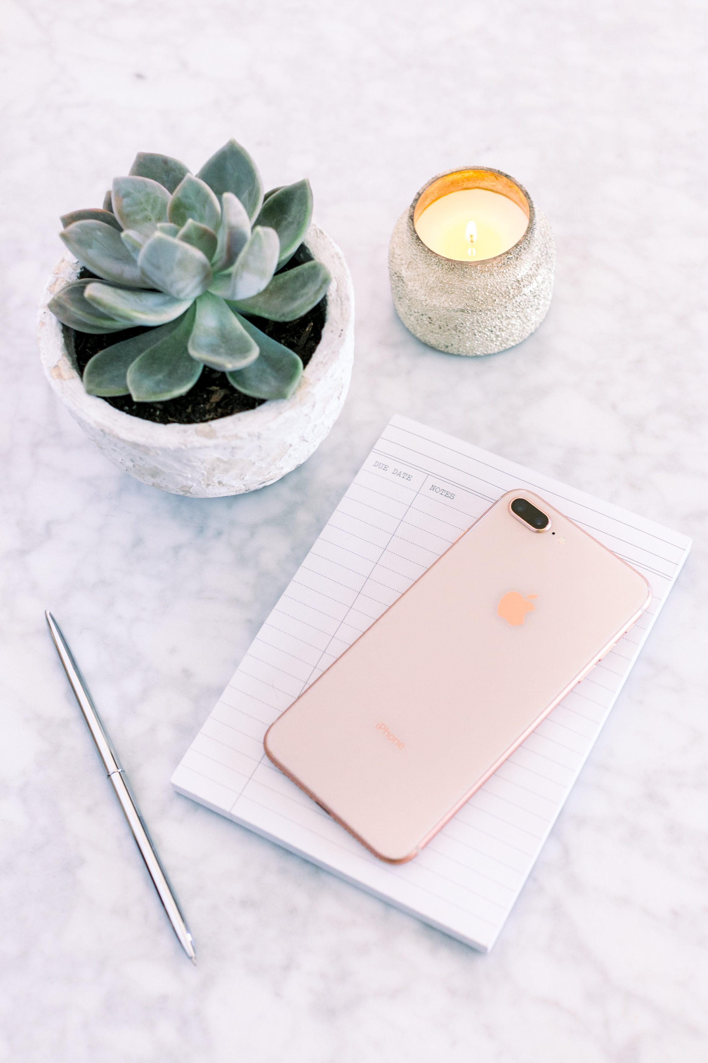 how to set goals for the New Year, iPhone desk