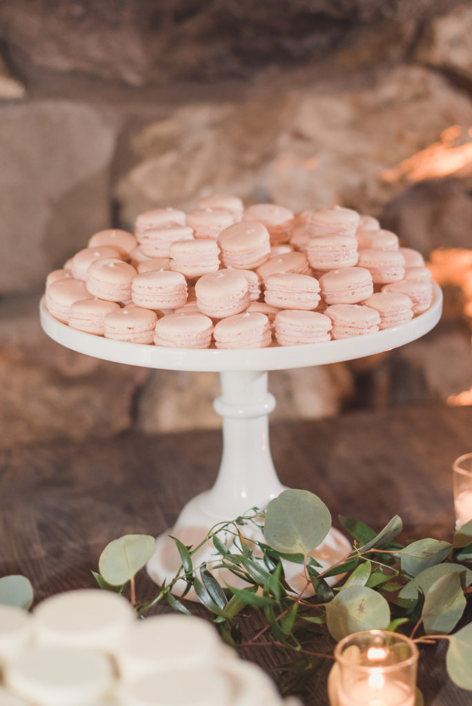 An emotional calamigos ranch wedding, reception tables, pale pink macarons