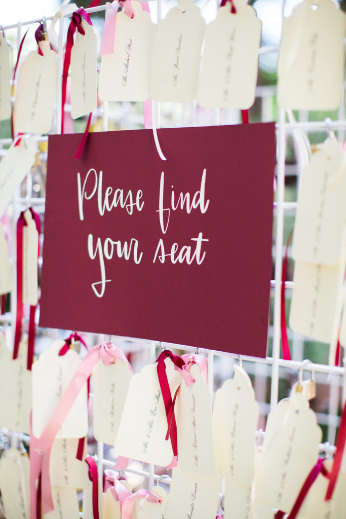 place cards tied with ribbon 