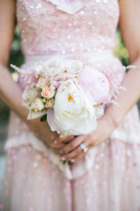 bridesmaid bouquet with pale pink peonies