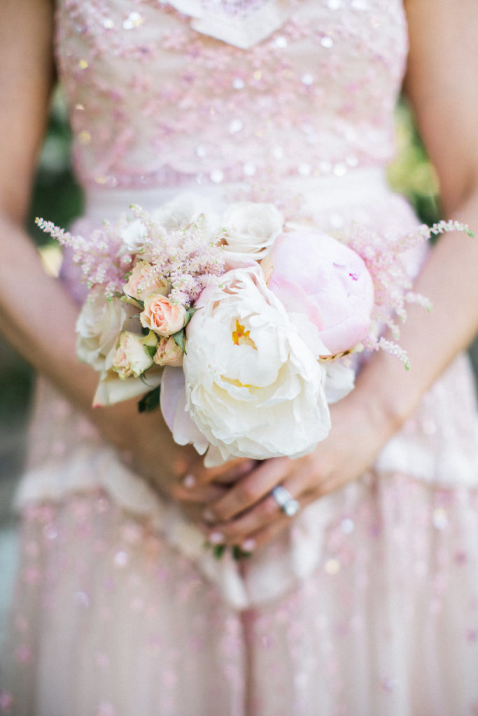 bridesmaid bouquet with pale pink peonies