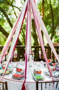 east coast meets west coast wedding reception at Calamigos Ranch with a tent inspired table for kids