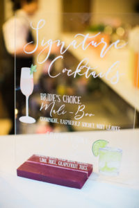 Acrylic signature cocktail bar menu