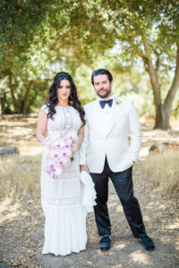 bride and groom portrait shot for east coast meets west coast wedding at Calamigos Ranch
