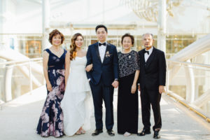 Family portrait shot at this contemporary wedding at the Natural History Museum in Los Angeles