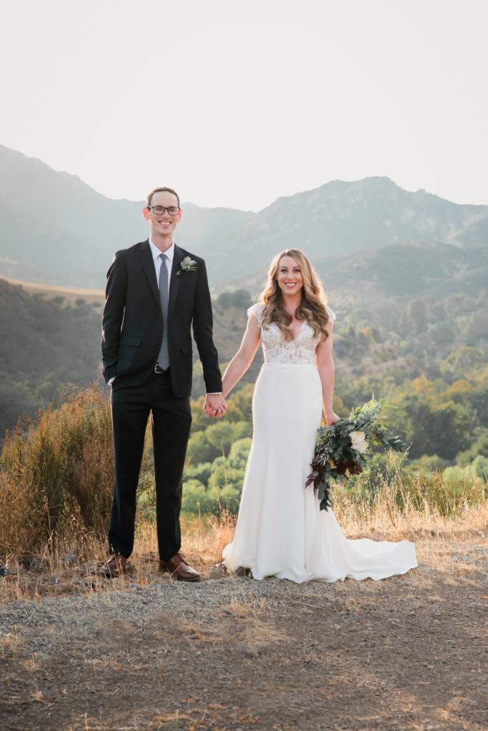 A simple and modern wedding at Triunfo Creek Vineyards, bride and groom sunset portraits