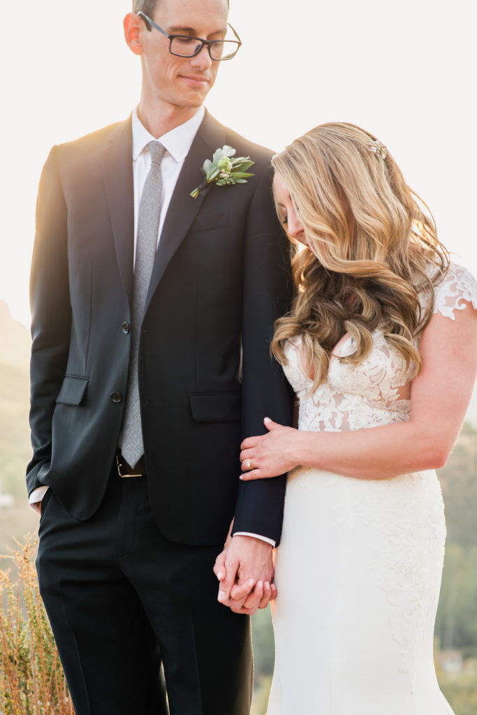 A simple and modern wedding at Triunfo Creek Vineyards, bride and groom sunset portraits
