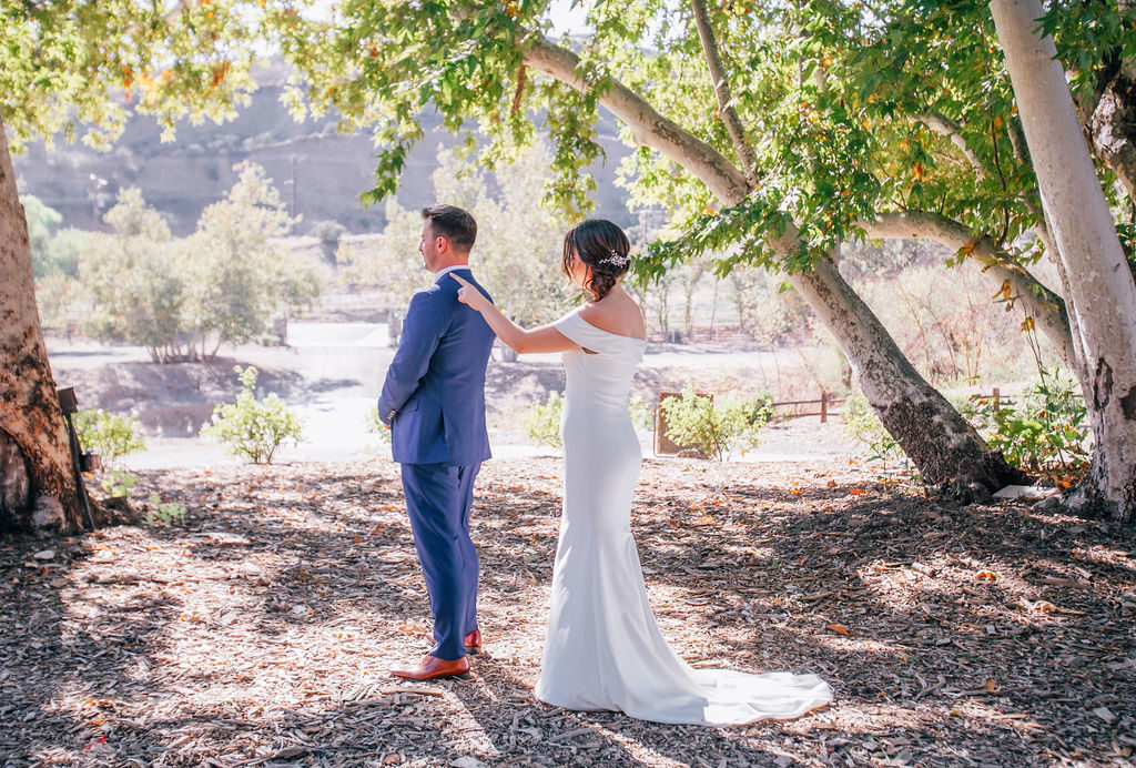Fall Wedding at Triunfo Creek Vineyards, bride and groom first look
