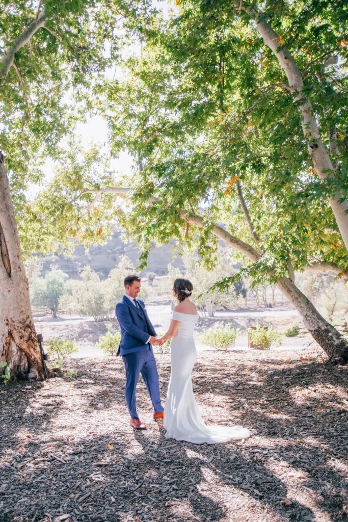 Fall Wedding at Triunfo Creek Vineyards, bride and groom first look