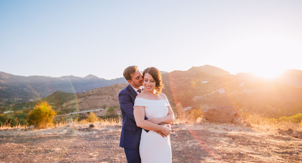 Fall Wedding at Triunfo Creek Vineyards, bride and groom sunset portrait shot