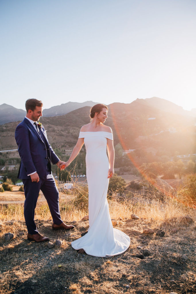 Fall Wedding at Triunfo Creek Vineyards, bride and groom sunset portrait shot 