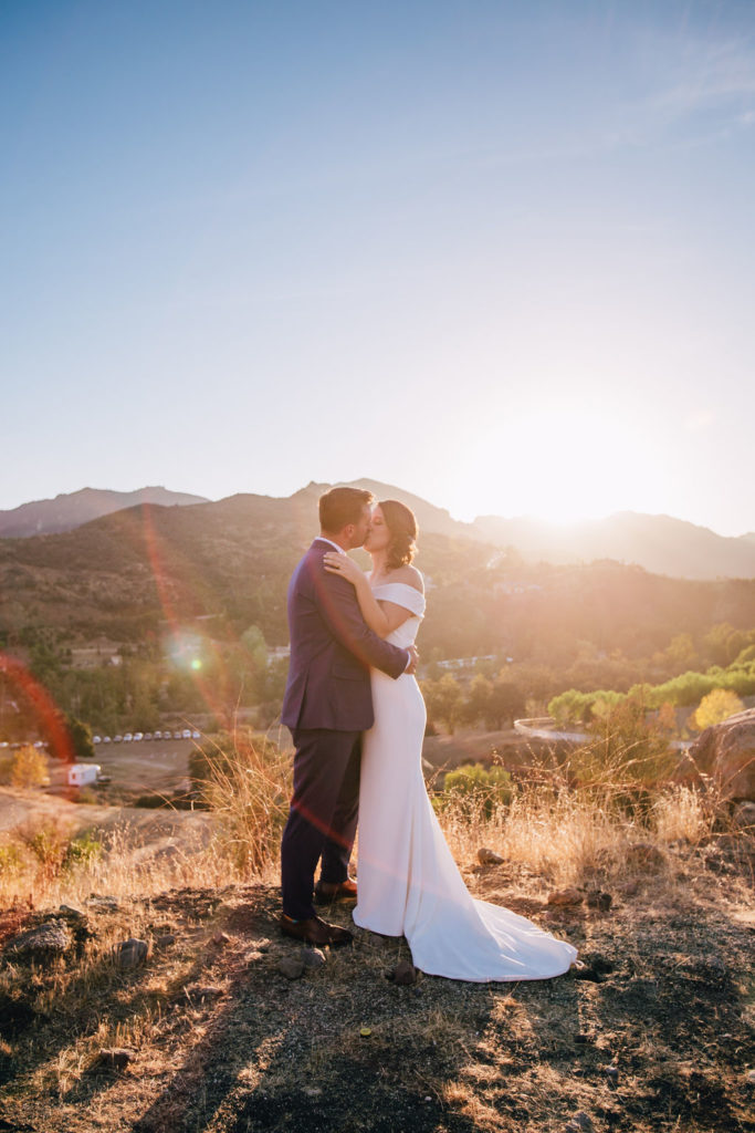 Fall Wedding at Triunfo Creek Vineyards, bride and groom sunset portrait shot 