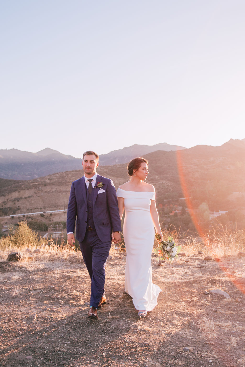 Fall Wedding at Triunfo Creek Vineyards, bride and groom sunset portrait shot
