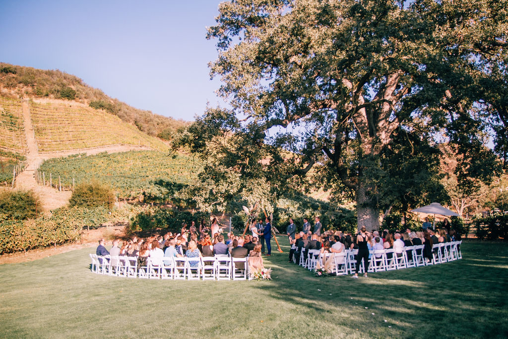 Fall Wedding ceremony at Triunfo Creek Vineyards
