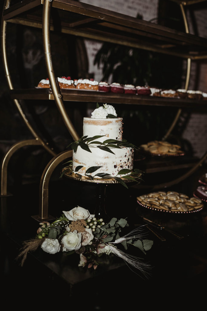 A romantic wedding reception at Ebell Long Beach, dessert table