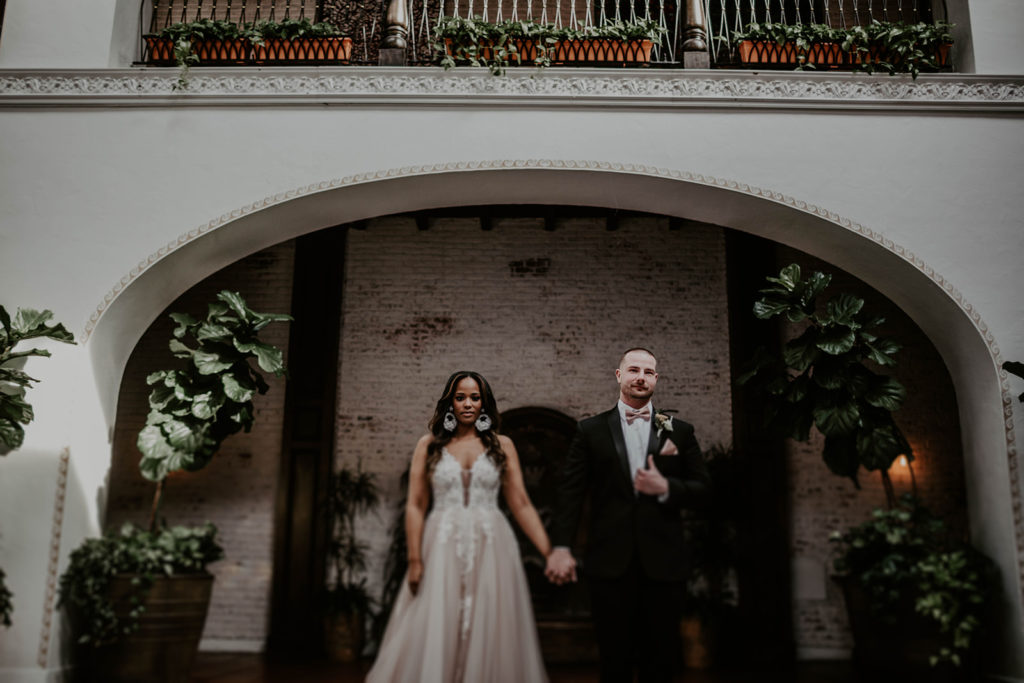 A romantic wedding at Ebell Long Beach, bride and groom portrait shots