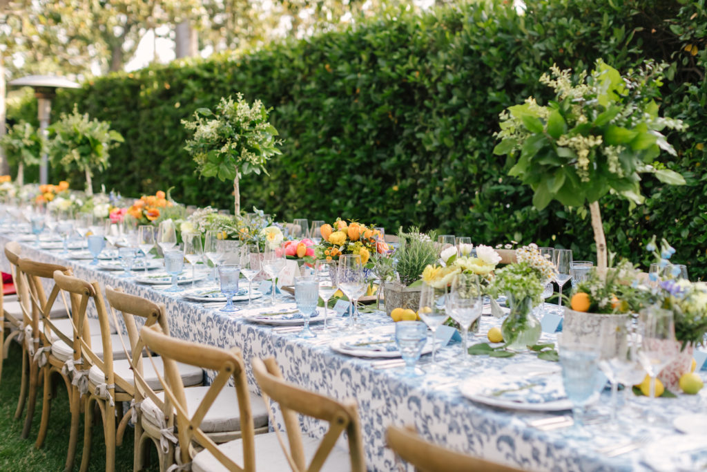An Al Fresco Wedding reception at the Valley Hunt club, Italian inspired wedding reception with fresh citrus trees