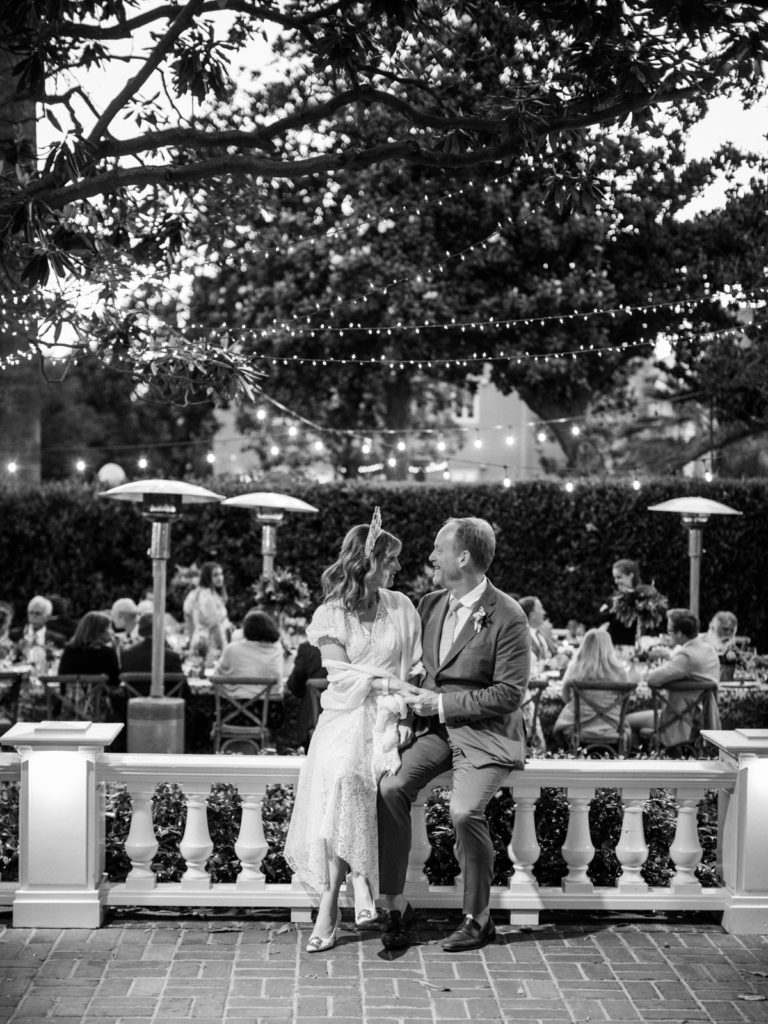An Al Fresco Wedding reception at the Valley Hunt club, Italian inspired wedding reception, bride and groom portrait shot