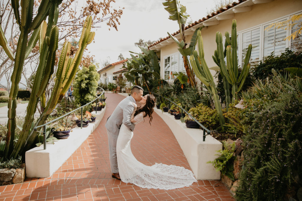 A music festival themed wedding at The Inn at Rancho Santa Fe, bride and groom portrait shot