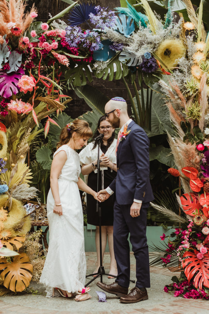 A unique and colorful wedding ceremony at the Grass Room in downtown Los Angeles, jewish wedding ceremony