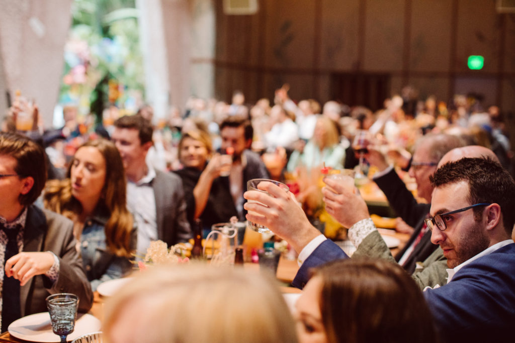 A unique and colorful wedding reception at the Grass Room in downtown Los Angeles