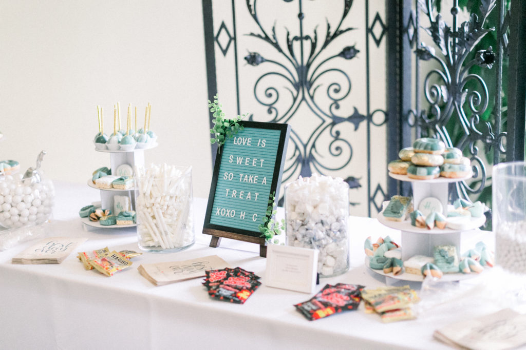 An ocean view wedding ceremony at The Redondo Beach Historic Library, dessert table