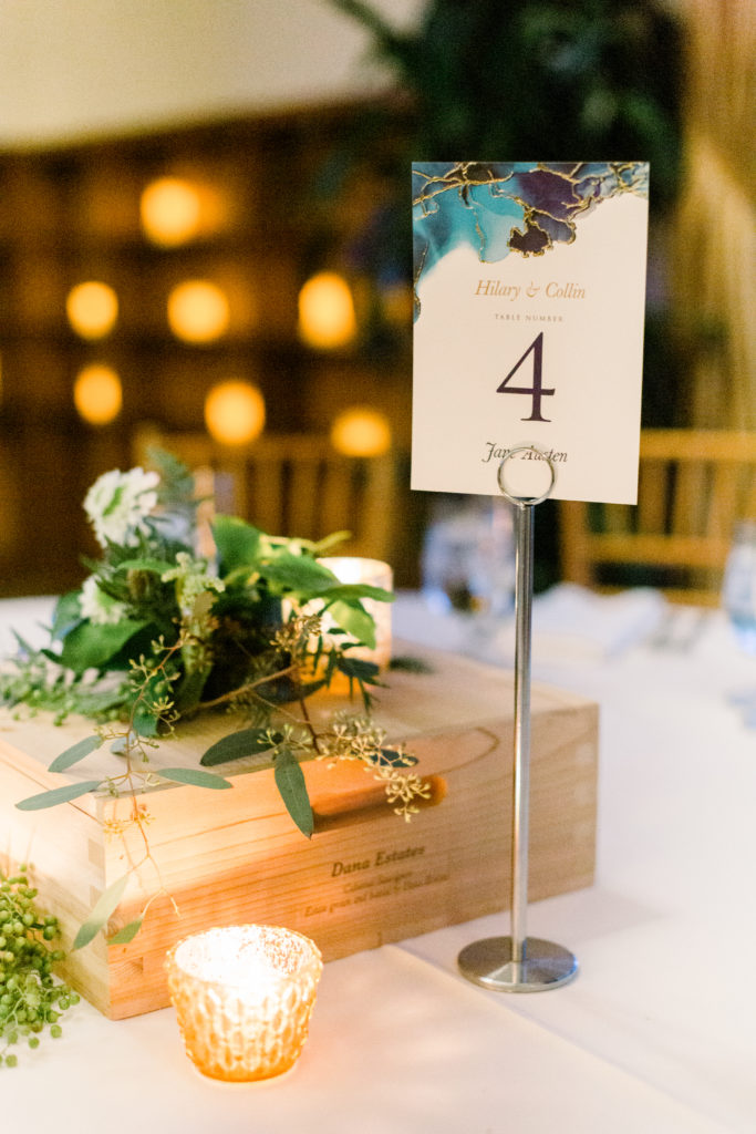 An ocean view wedding ceremony at The Redondo Beach Historic Library, water color table numbers