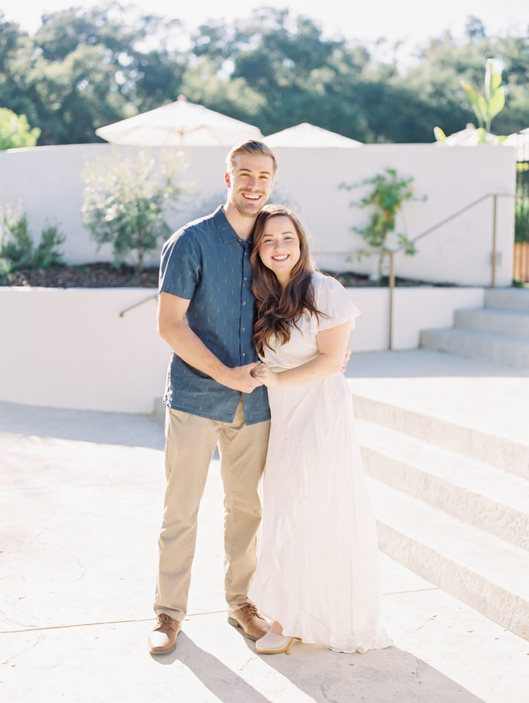 A California-cool rehearsal dinner at Calamigos Ranch, casual bride and groom
