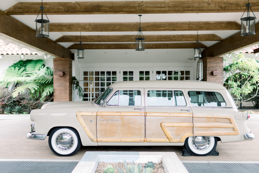 A classic greenhouse wedding at Dos Pueblos Orchid Farm, classic getaway car rental