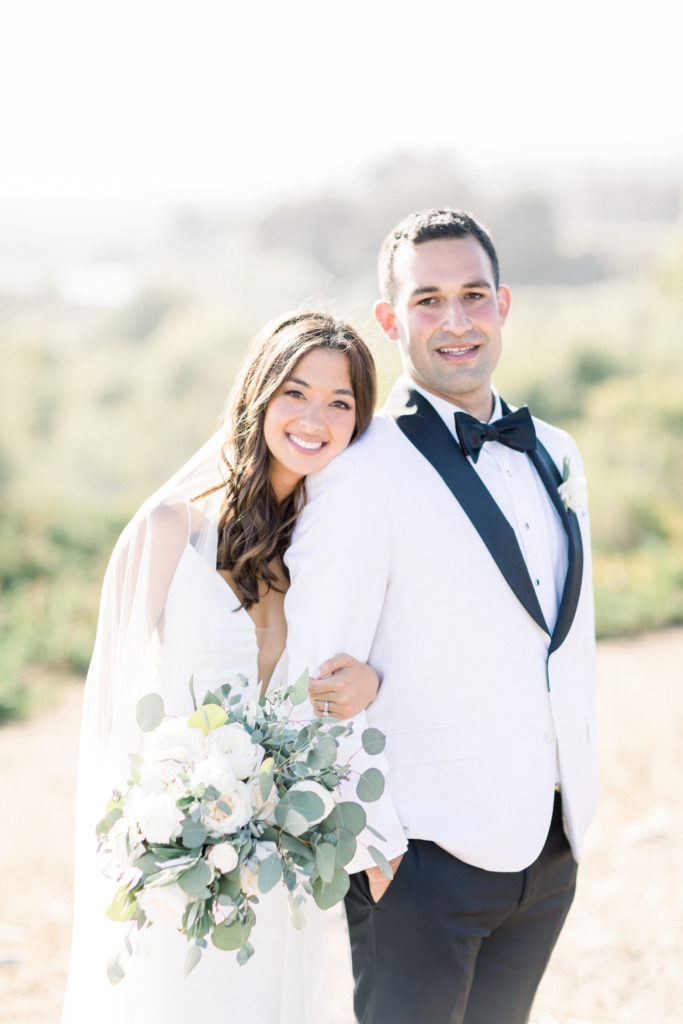 A classic greenhouse wedding ceremony at Dos Pueblos Orchid Farm, bride and groom portrait shot